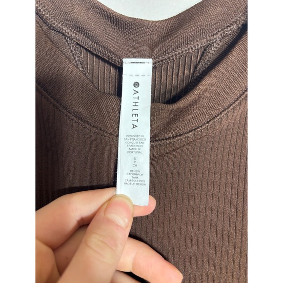 Athleta Ribbed Racerback Tank Top Brown Women's Size S - Picture 4 of 4